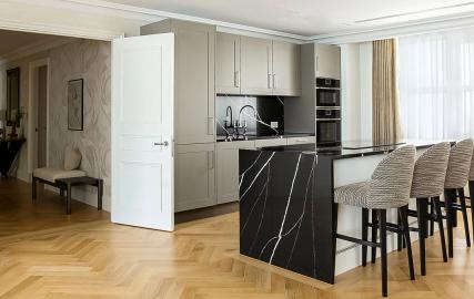 Open kitchen with sleek appliances Dubai 